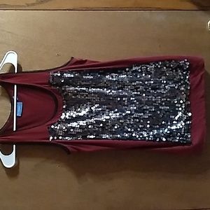 Simply Vera Vera Wang Burgundy Sequenced Tank Top Large